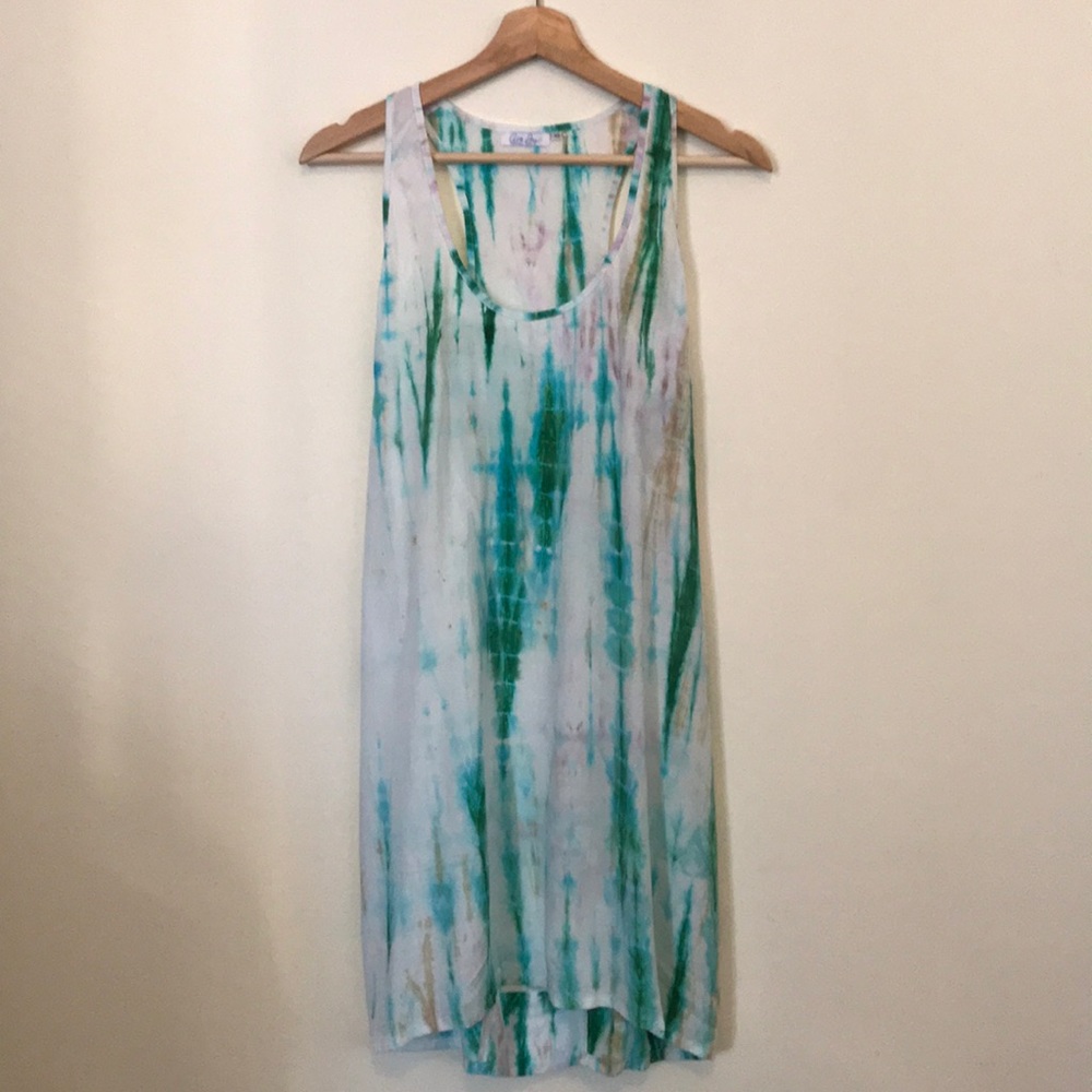 Ava Sky Tie Dye Dress Teal White XS Xsmall